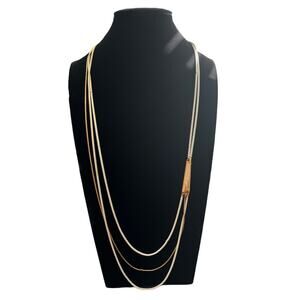 Vintage Monet White Enamel And Gold Tone Statement‎ Necklace Multi Chain